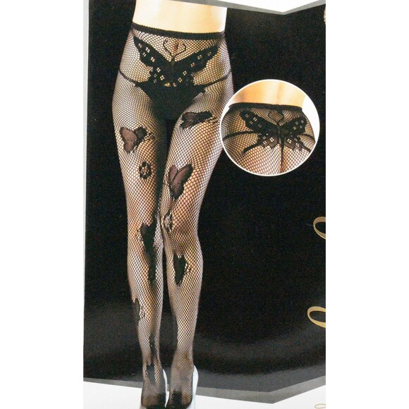 Butterfly Print Ladies Fishnet Tights Stockings with Large Diamond Shape - Picture 4 of 7